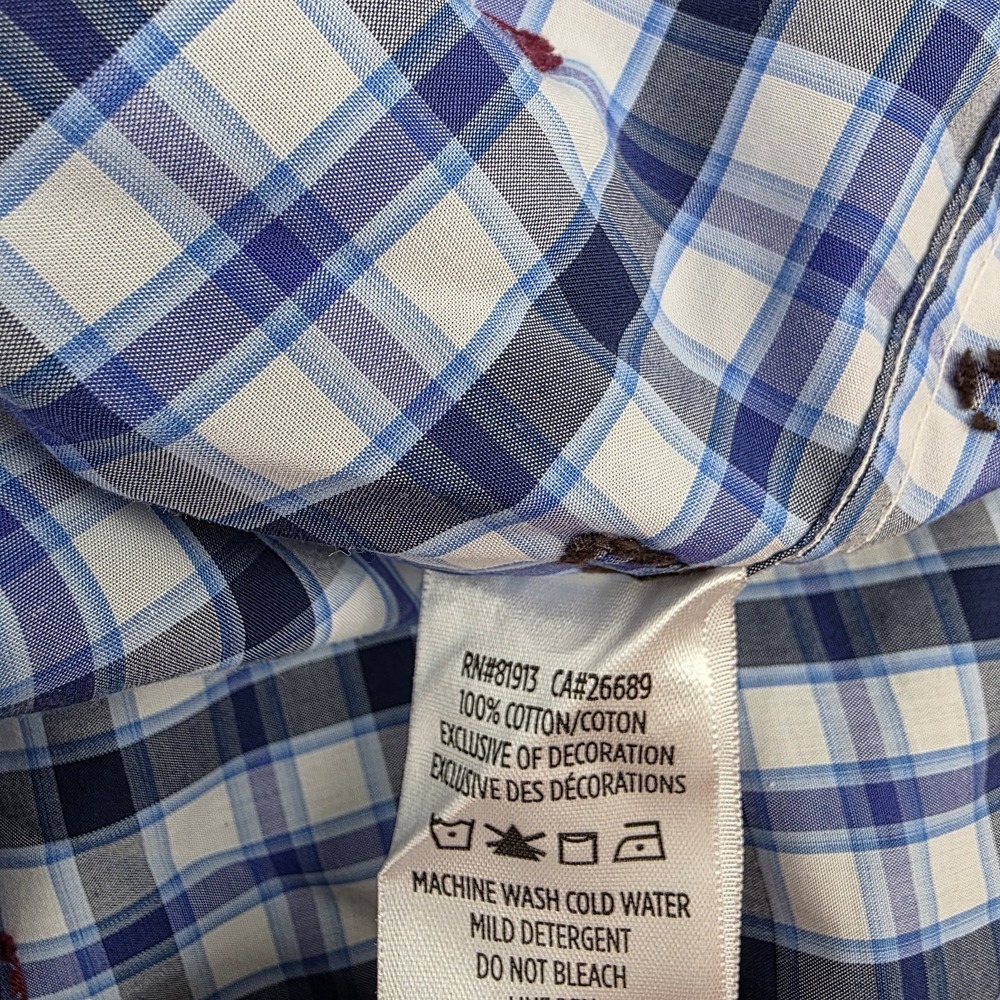 Robert Graham Long Sleeve Button Up Classic Fit Blue Plaid Bears Chairs‎ Mens M - Picture 5 of 8